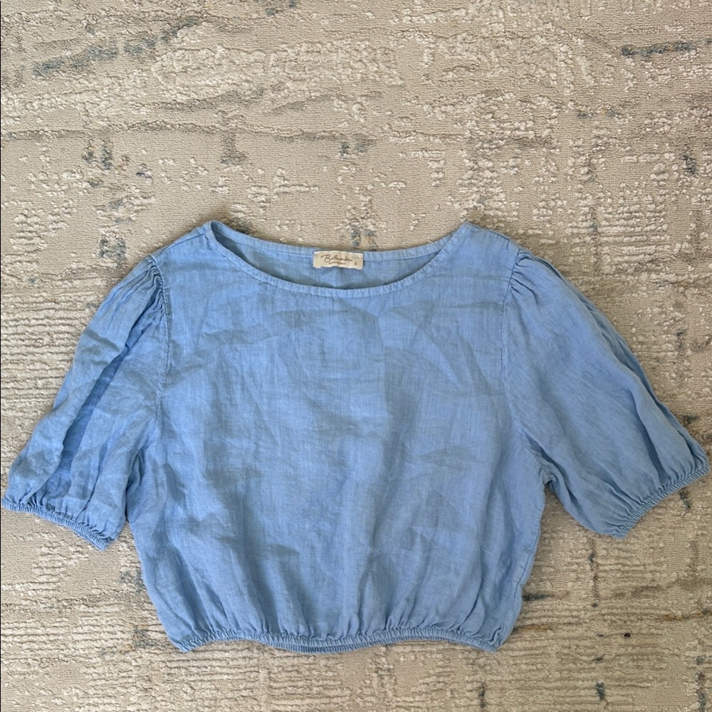 Chic Sky Blue Puff Sleeve Blouse